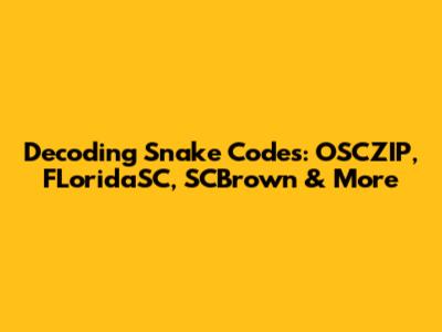 Decoding Snake Codes: OSCZIP, FLoridaSC, SCBrown & More